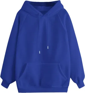 Lightweight Drawstring Hoodies for Women Fall Winter Solid Color Hooded Sweatshirt Oversized Long Sleeve Pullover Top