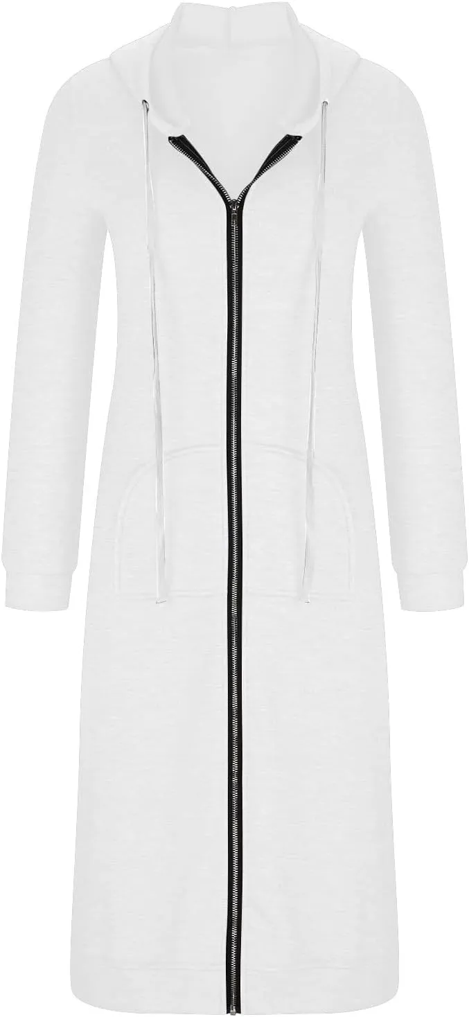 Long Jackets For Women Zip Up Hoodies Long Sleeve Fall Hooded Sweatshirt Coat Fashion Oversized Jacket With Pockets