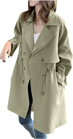 Long Trench Coats for Women 2024 Fall Winter Jackets Long Sleeve Tops Elegant Windbreaker Jacket with Pockets