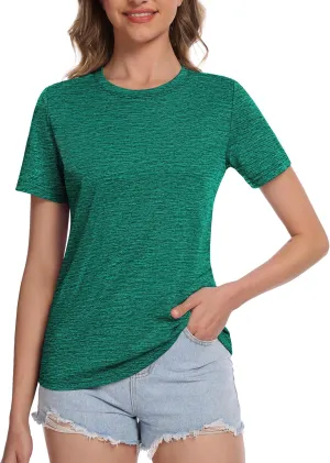 MAGCOMSEN Women's Short Sleeve T Shirts UPF 50  Sun Protection Athletic Running Workout Tee Tops