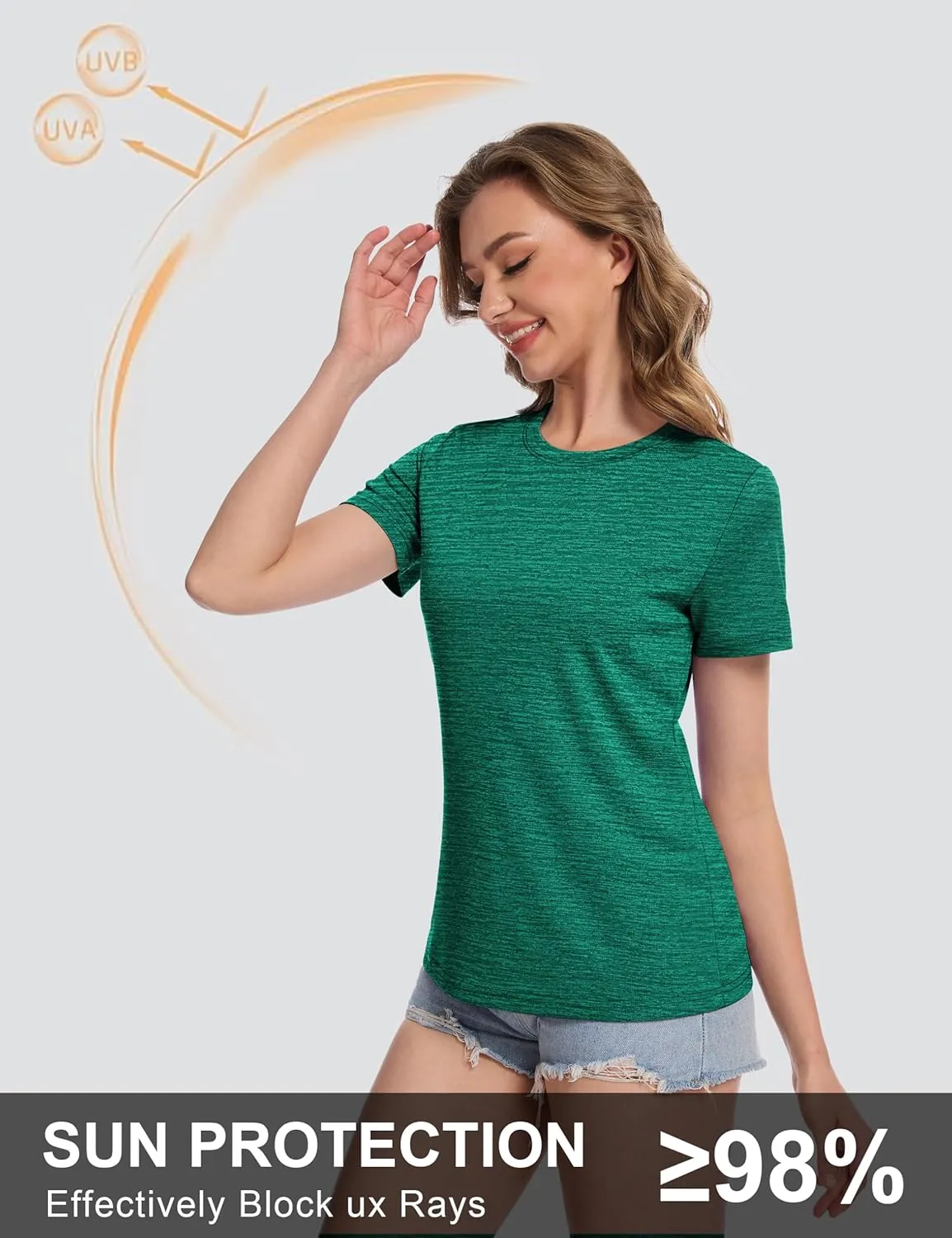 MAGCOMSEN Women's Short Sleeve T Shirts UPF 50  Sun Protection Athletic Running Workout Tee Tops
