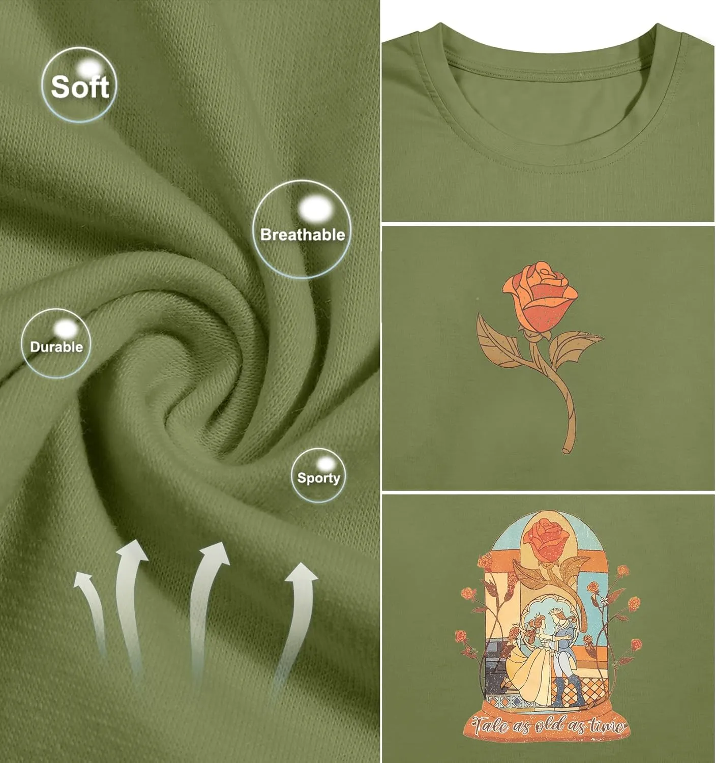 Magical Kingdom Shirt Women Tale As Old As Time T-Shirt Beauty Shirts Belle Princess Tee Vacation Short Sleeve Tops