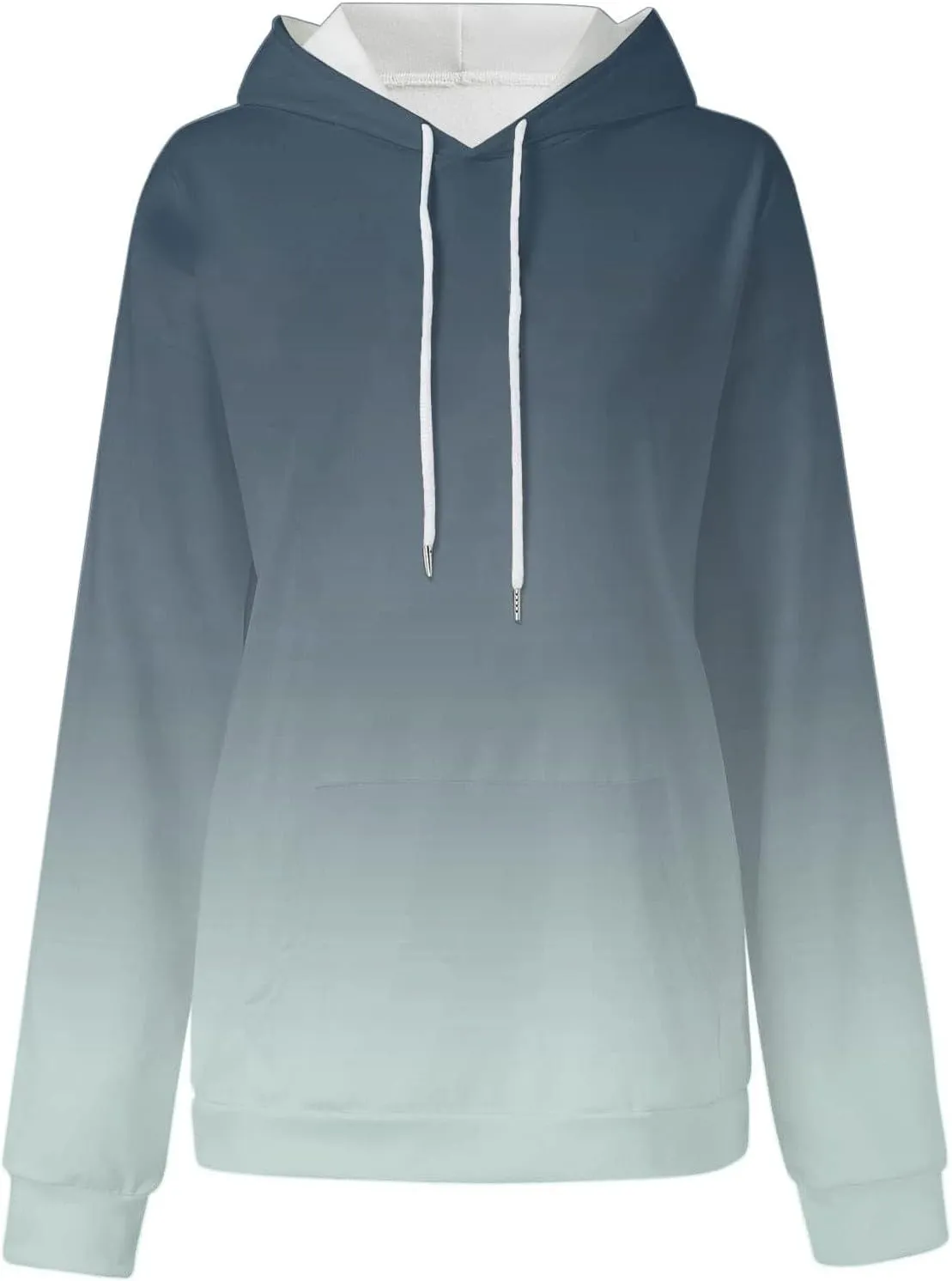 maisdgop Hoodies for Women Drawstring Pullover with Pocket Gradient Print Oversized Sweatshirt Casual Crewneck Hooded Tops