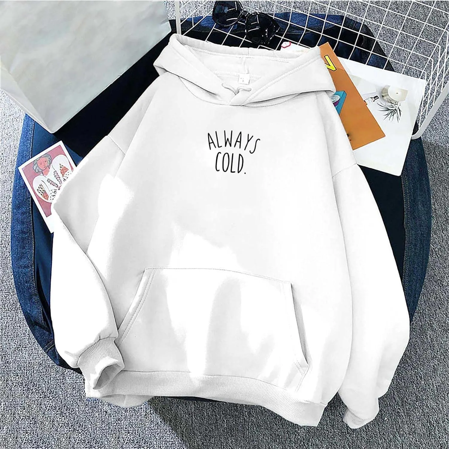 maisdgop Oversized Hoodie for Women Long Sleeve Hooded Sweatshirt Loose Crewneck Drawstring Pullover Print Tops with Pockets