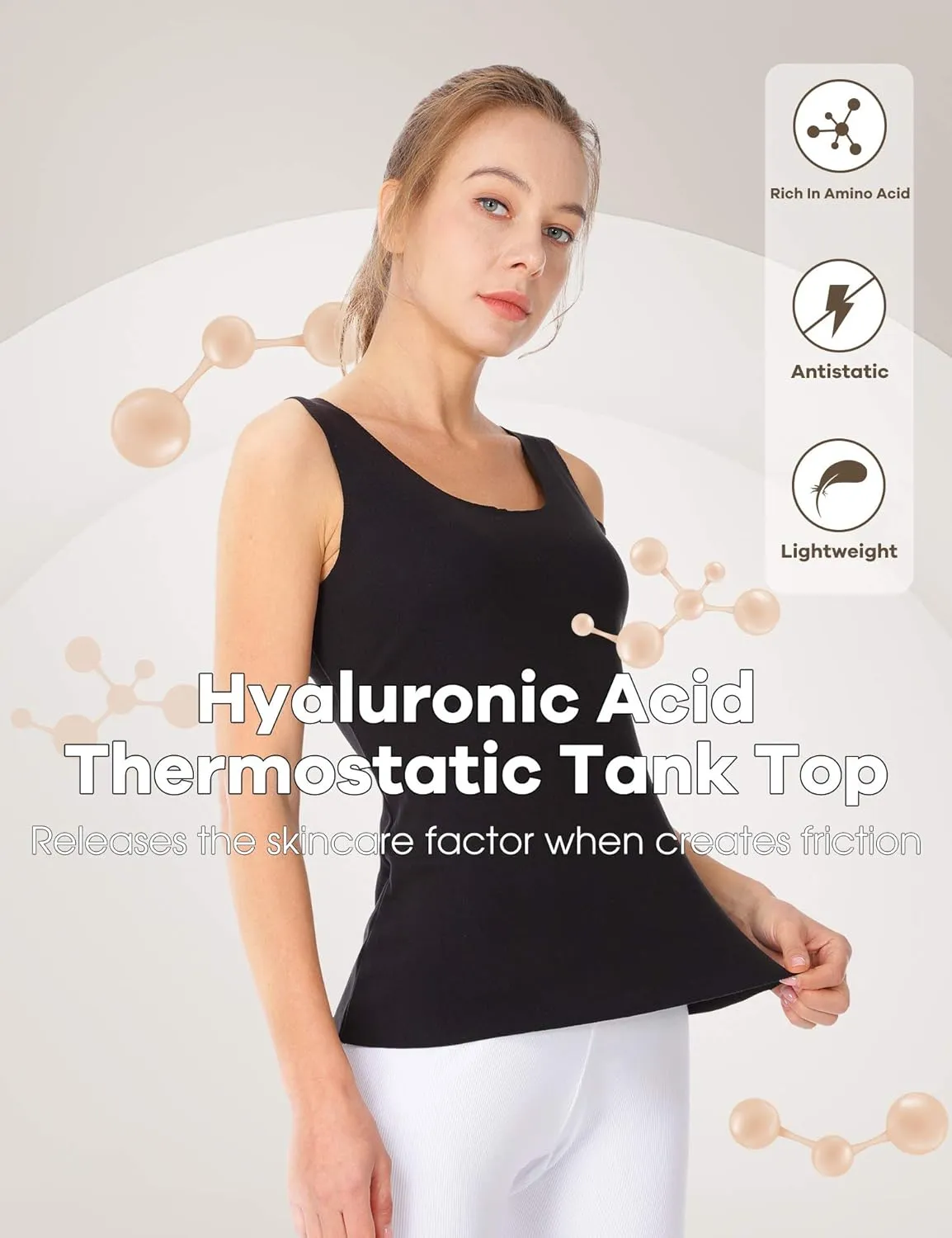 MANCYFIT Thermal Tank Top for Women Fleece Cami Shirt Sleeveless Camisole Base Layer Seamless Warm Vest Scoop Neck