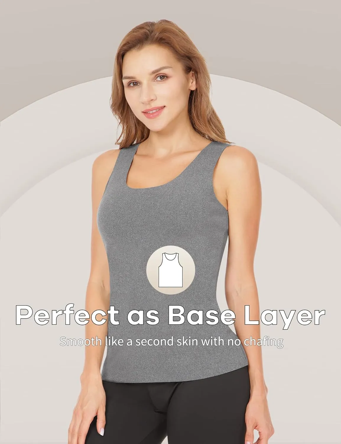 MANCYFIT Thermal Tank Top for Women Fleece Cami Shirt Sleeveless Camisole Base Layer Seamless Warm Vest Scoop Neck