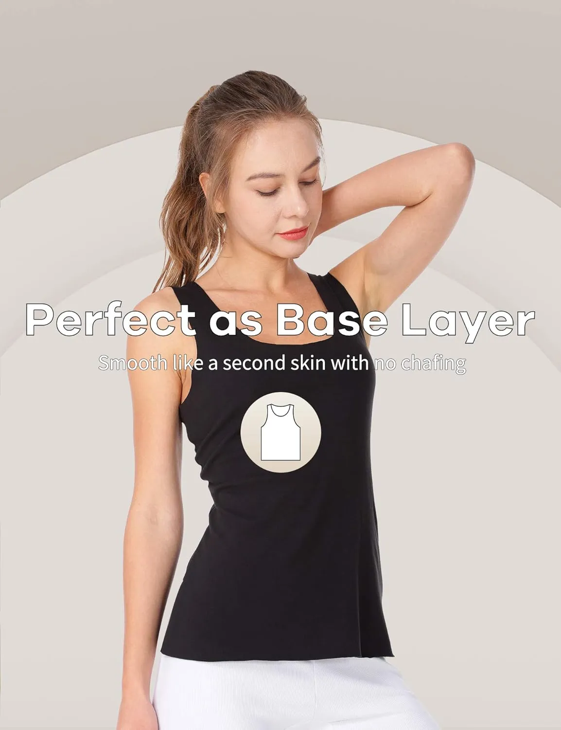 MANCYFIT Thermal Tank Top for Women Fleece Cami Shirt Sleeveless Camisole Base Layer Seamless Warm Vest Scoop Neck