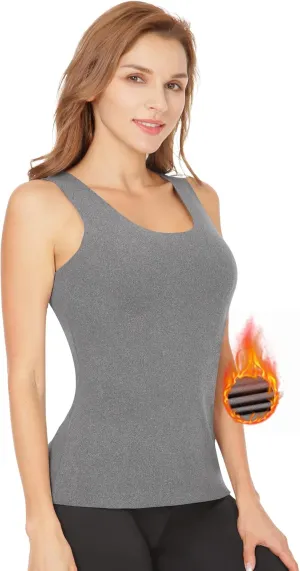 MANCYFIT Thermal Tank Top for Women Fleece Cami Shirt Sleeveless Camisole Base Layer Seamless Warm Vest Scoop Neck