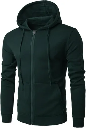 Men Fall Fashion Sweatshirts Long Sleeve Solid Color Hoodies Sweatshirt Full Zipper Drawstraing Jacket with Pockets