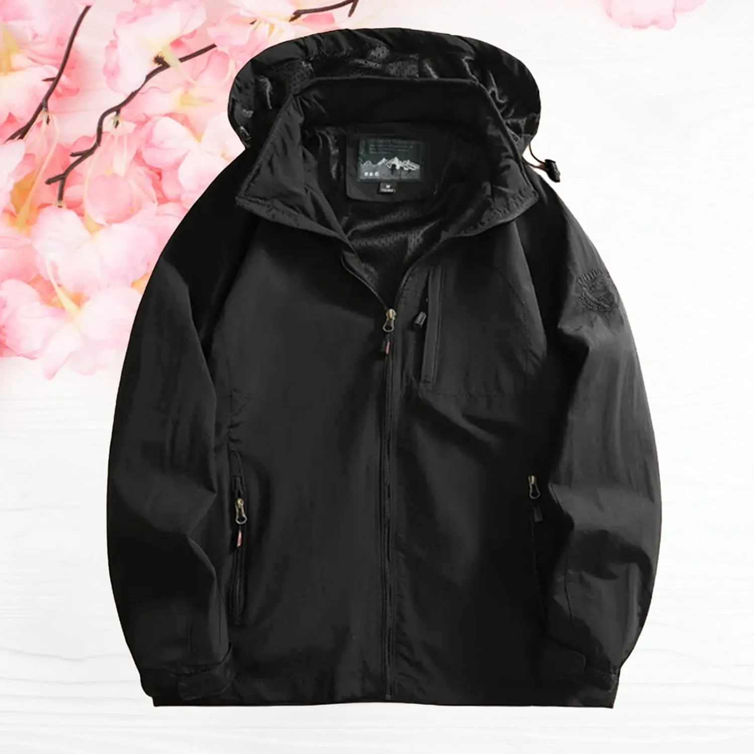 Men Lightweight Waterproof Jackets Running Travel Zip Hoodie 2024 Windbreaker with Hood Outdoor Raincoat for Hiking
