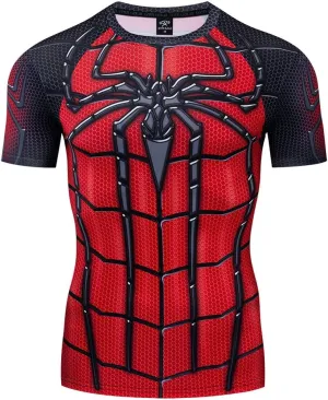 Men's Compression 3D Printed Shirts for Men with Designs Short Sleeve Workout Superhero Tee