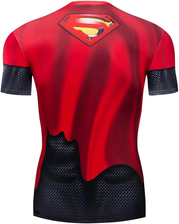 Men's Compression 3D Printed Shirts for Men with Designs Short Sleeve Workout Superhero Tee