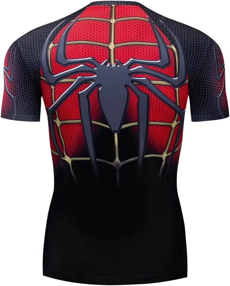 Men's Compression 3D Printed Shirts for Men with Designs Short Sleeve Workout Superhero Tee