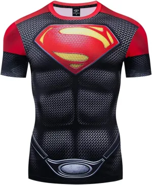 Men's Compression 3D Printed Shirts for Men with Designs Short Sleeve Workout Superhero Tee