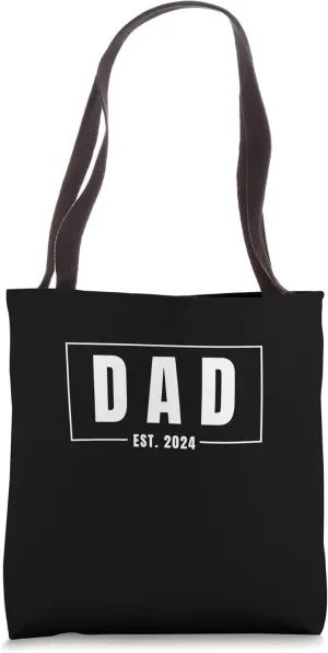 Mens Dad Est. 2024 Fathers Day Expecting Baby Funny New Dad Tote Bag