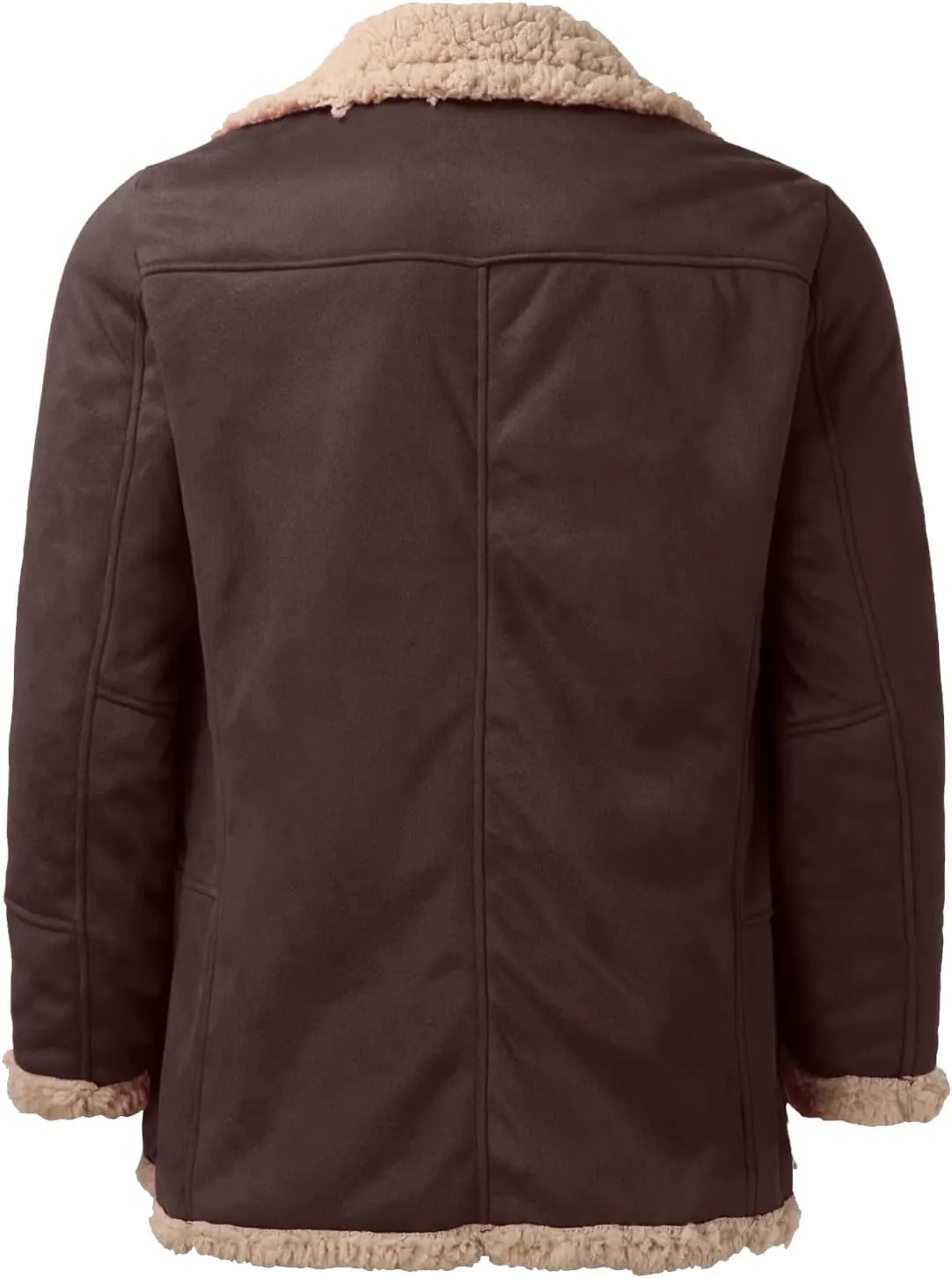 Mens Faux Leather Jacket Cozy Sherpa Fleece Lined Bomber Jackets Winter Coat Heavyweight Suede Faux Fur Trench Coat