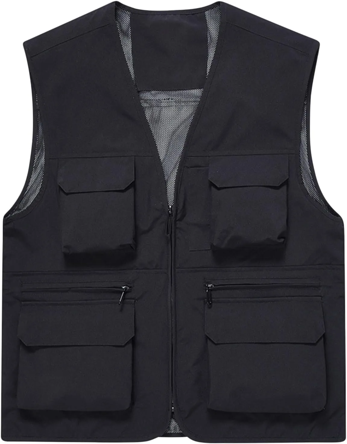 Men's Fishing Vest Casual Outdoor Mountaineering Mesh Photographer Jacket Multi-Pocket Breathable Quick Dry Coat
