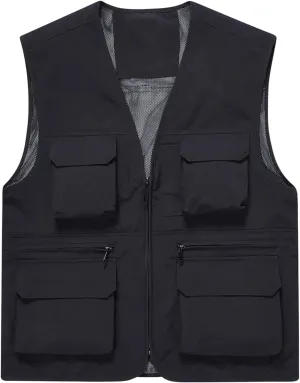 Men's Fishing Vest Casual Outdoor Mountaineering Mesh Photographer Jacket Multi-Pocket Breathable Quick Dry Coat
