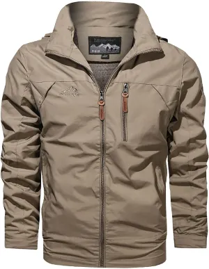 Mens Hooded Outdoor Jacket 2024 Fashion Winter Warm Trench Coat Long Sleeve Zipper Cargo Overcoat Multi Pocket