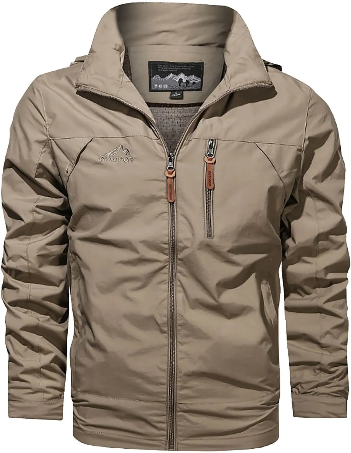 Mens Hooded Outdoor Jacket 2024 Fashion Winter Warm Trench Coat Long Sleeve Zipper Cargo Overcoat Multi Pocket