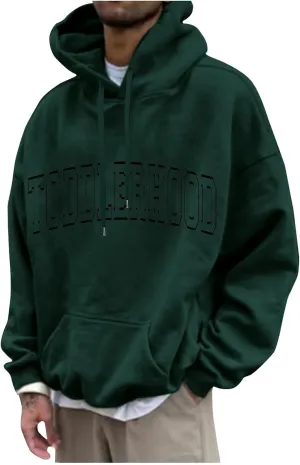 Mens Hoodies For Pockets Drawstring Fashion Long Sleeve Casual Graphic Loose Sweatshirts