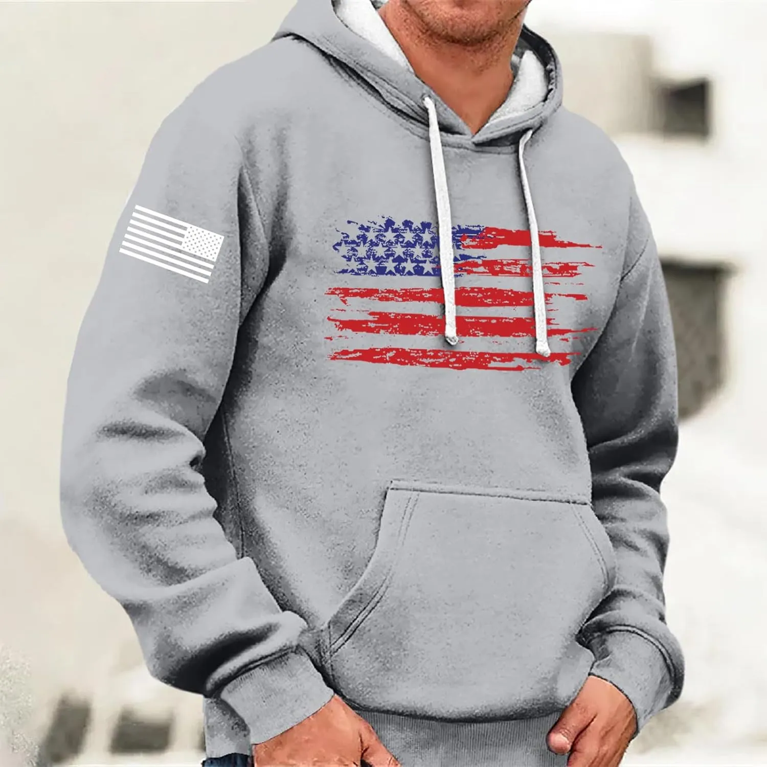 Mens Hoodies Sweatshirt For Fashion Padded Pockets Long Sleeve Graphic Casual Prints Drawstring Hoodies