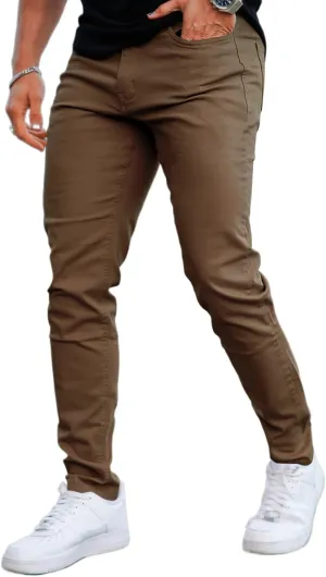 Mens Jeans Skinny Stretch Premium High Rise Colored Jeans Expandable Waist