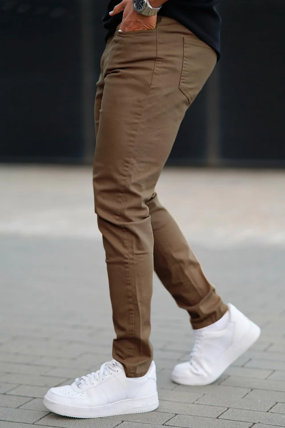 Mens Jeans Skinny Stretch Premium High Rise Colored Jeans Expandable Waist