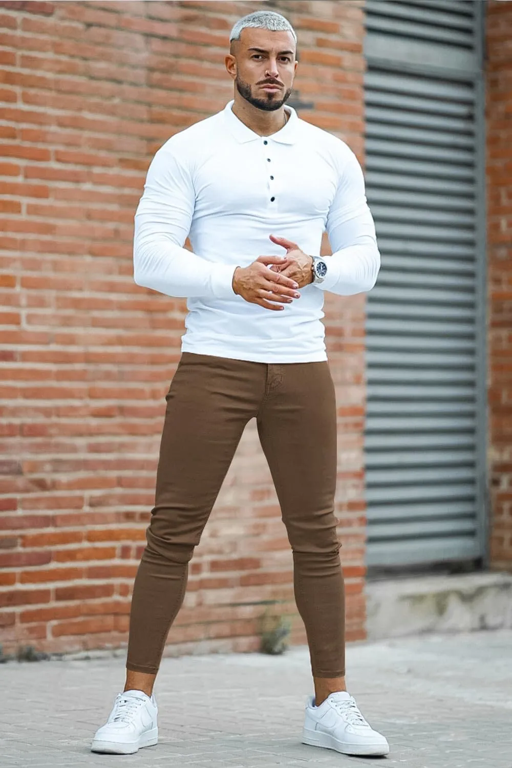 Mens Jeans Skinny Stretch Premium High Rise Colored Jeans Expandable Waist