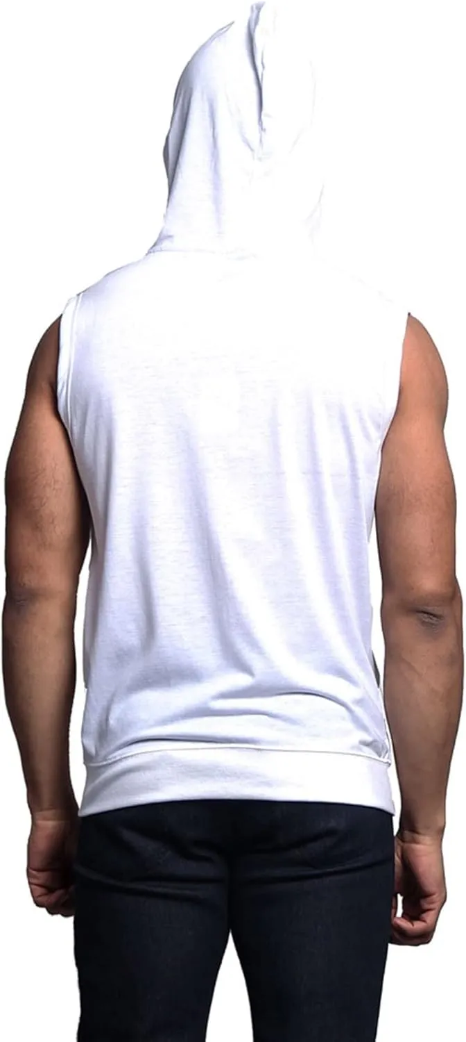 Men's Lightweight Athletic Casual Sleeveless Contrast Zipper Hoodie