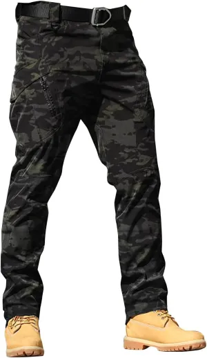 Mens Outdoor Hiking Cargo Pants Cotton Simple Solid Color Leisure High Street Elastic Men Athletic Joggers