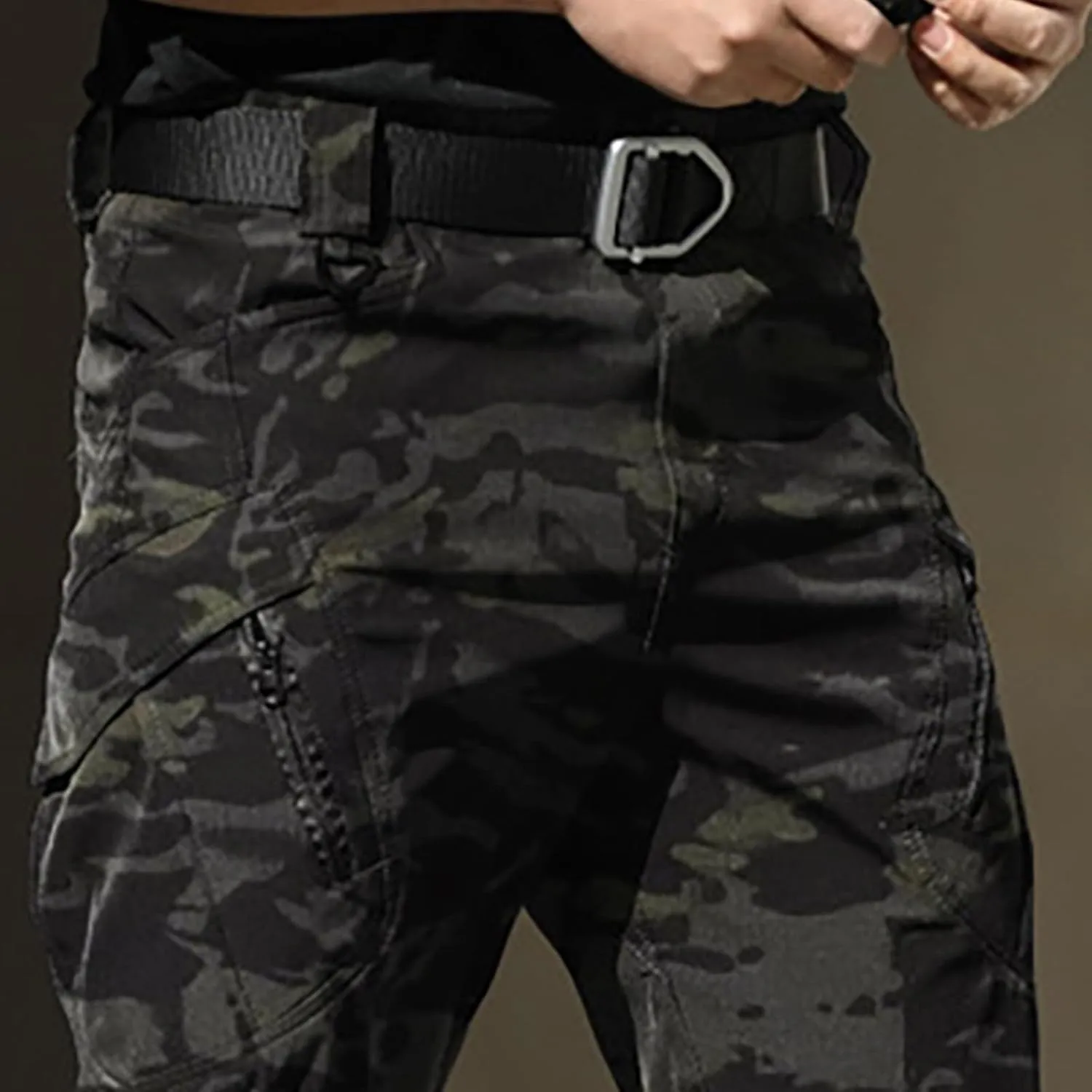 Mens Outdoor Hiking Cargo Pants Cotton Simple Solid Color Leisure High Street Elastic Men Athletic Joggers