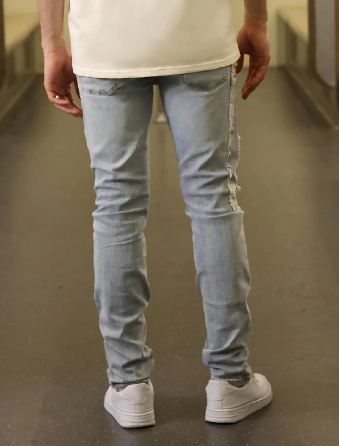 Men's Slim Fit Jeans Skinny Stretch Ripped Jeans Streetwear Distressed Destoryed Denim Pants