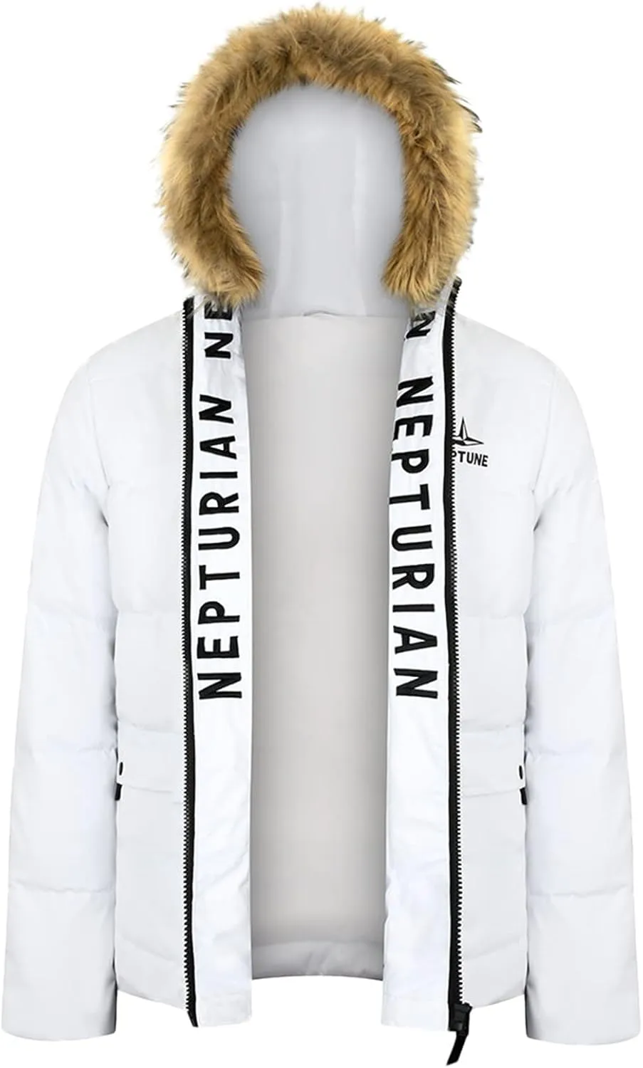 Men's Thickened Bread Cloth Faux- Hooded Letter Print Full-Zipper Padded Plus Size Cotton Coat Jacket Small Mens
