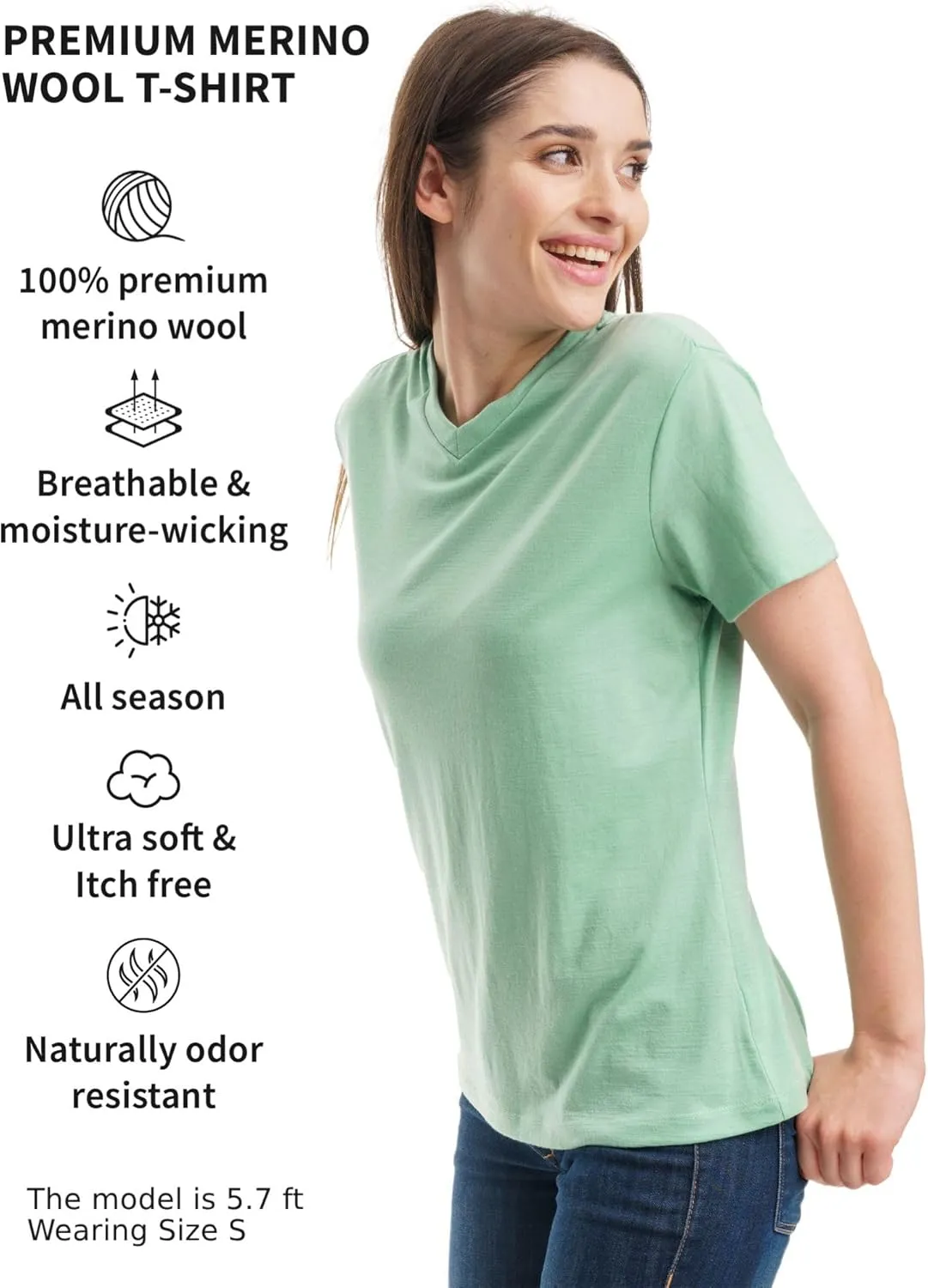 Merino.tech Merino Wool Shirt Women - 100% Merino Wool Base Layer Women Short Sleeve Tee