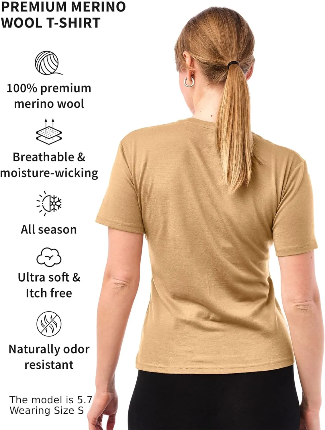 Merino.tech Merino Wool Shirt Women - 100% Merino Wool Base Layer Women Short Sleeve Tee