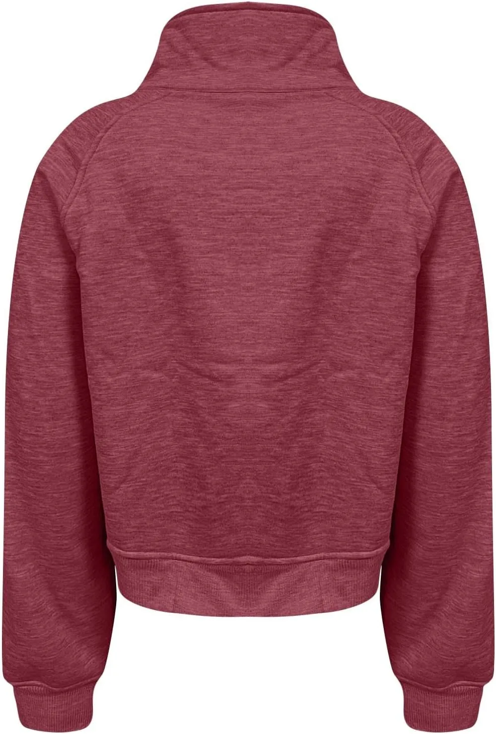 midelxp Womens Cropped Zip Up Hoodie Casual Fleece Stand Collar Sweatshirt Loose Quarter Zip Long Sleeve Pullover Sports Top