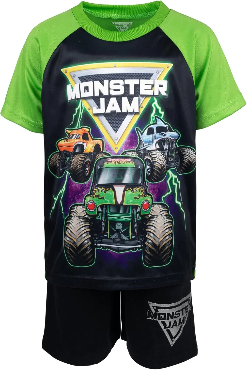Monster Jam Grave Digger El Toro Loco Megalodon T-Shirt Tank Top and French Terry Shorts 3 Piece Set Toddler to Big Kid
