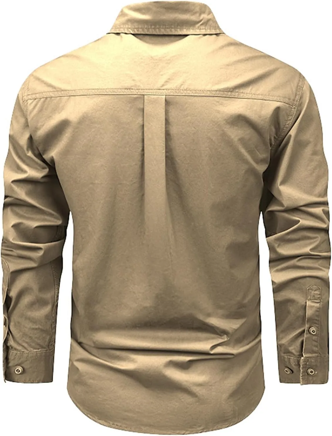 Muscularfit Cotton Shirts Jackets for Men 2024 Fashion Solid Multi Pockets Cargo T-Shirt Casual Long Sleeve Button Sweatshirt