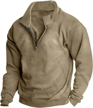 Muscularfit Heavyweight Zip Up Pullover Shirts for Men Long Sleeve Solid Quarter Zip Sweatshirts Lightweight Gym Athletic Top