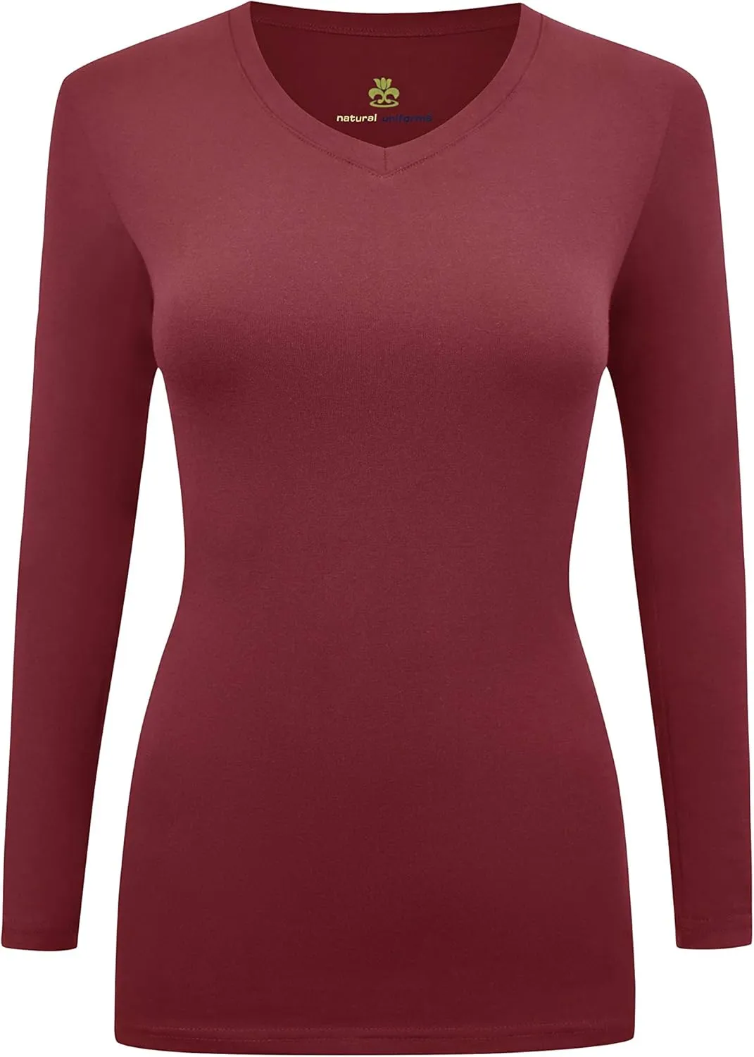 Natural Uniforms Women's Under Scrub Tee V-Neck Long Sleeve T-Shirt-3-Pack