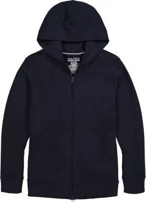 Nautica Boys' Long Sleeve Sensory-Friendly Fleece Full Zip Hoodie