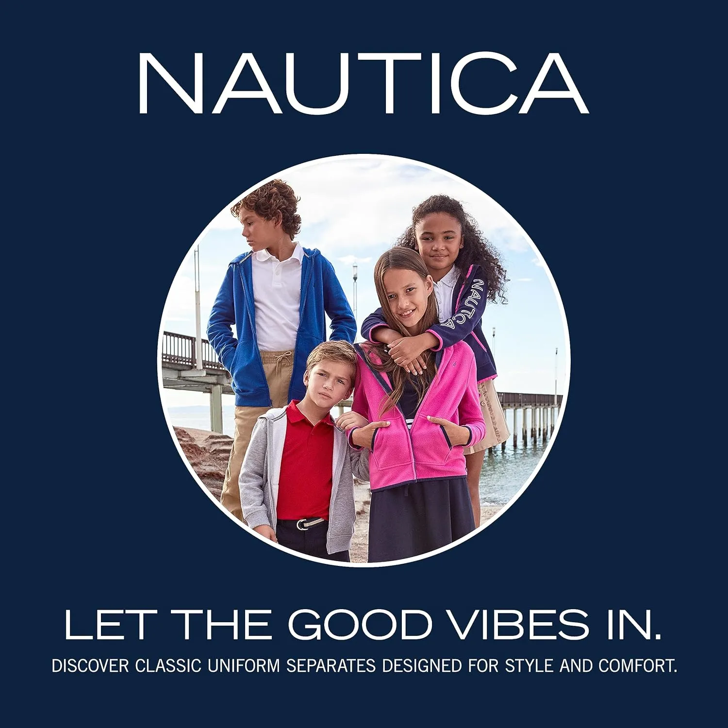 Nautica Boys' Long Sleeve Sensory-Friendly Fleece Full Zip Hoodie