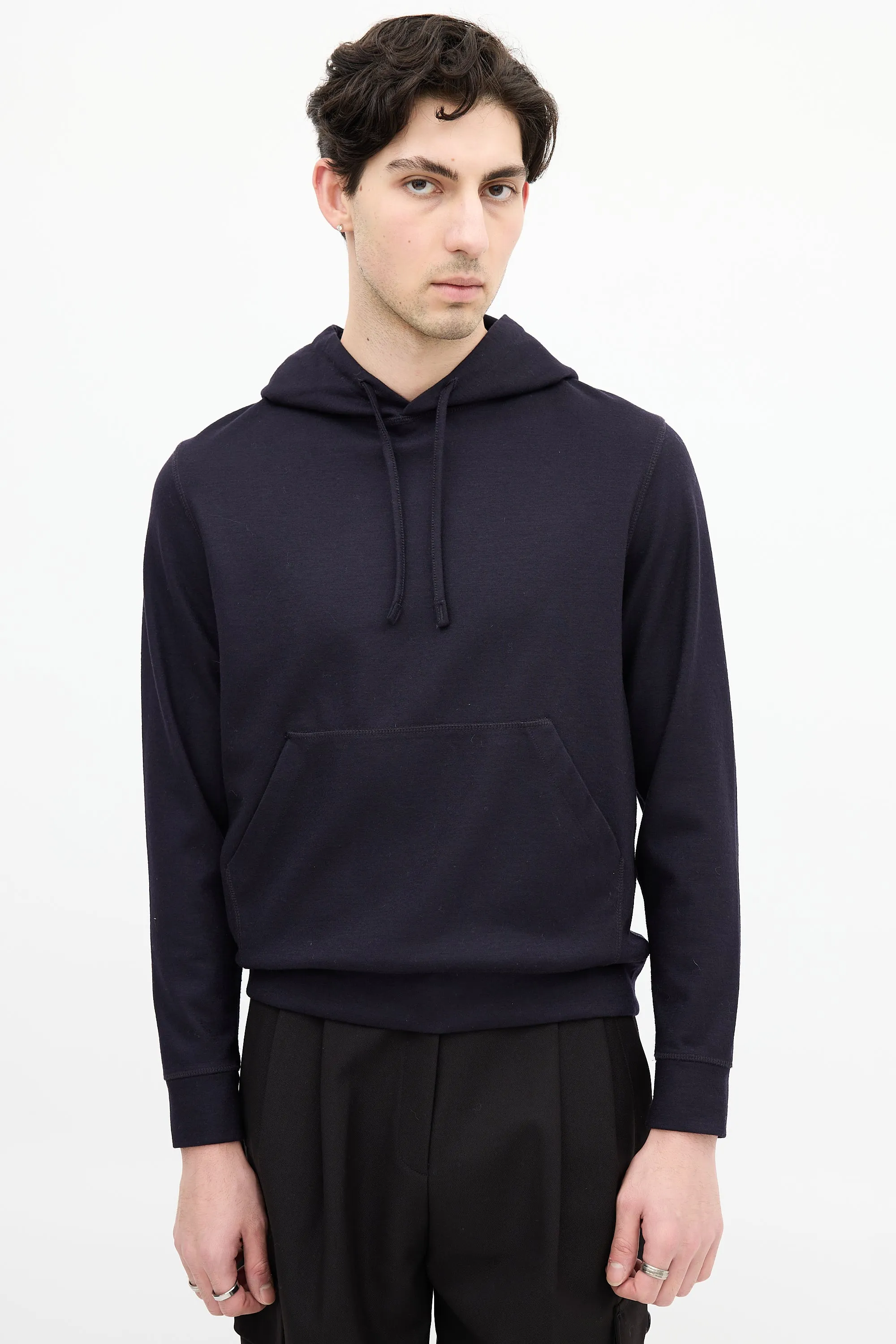 Navy Wool Hoodie
