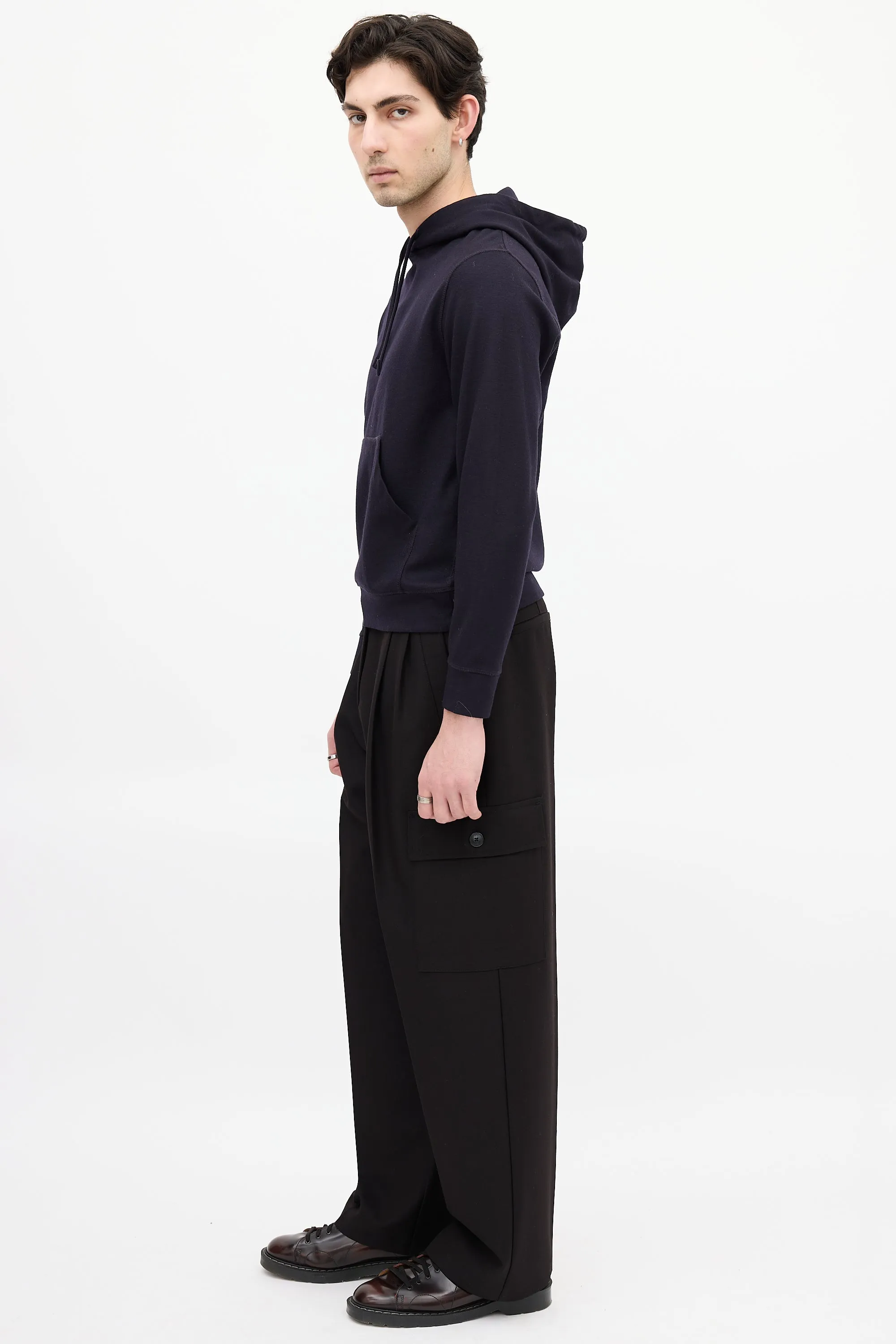 Navy Wool Hoodie