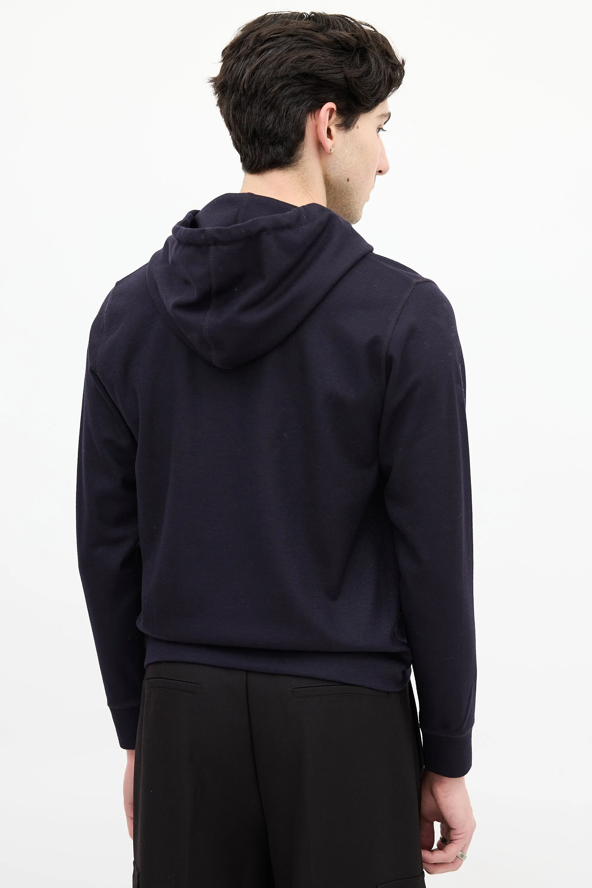 Navy Wool Hoodie