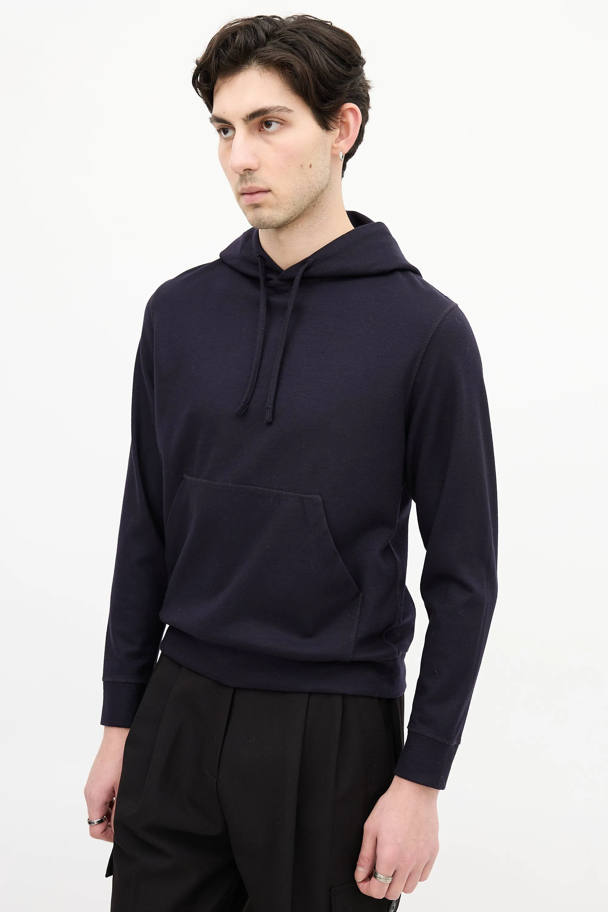 Navy Wool Hoodie