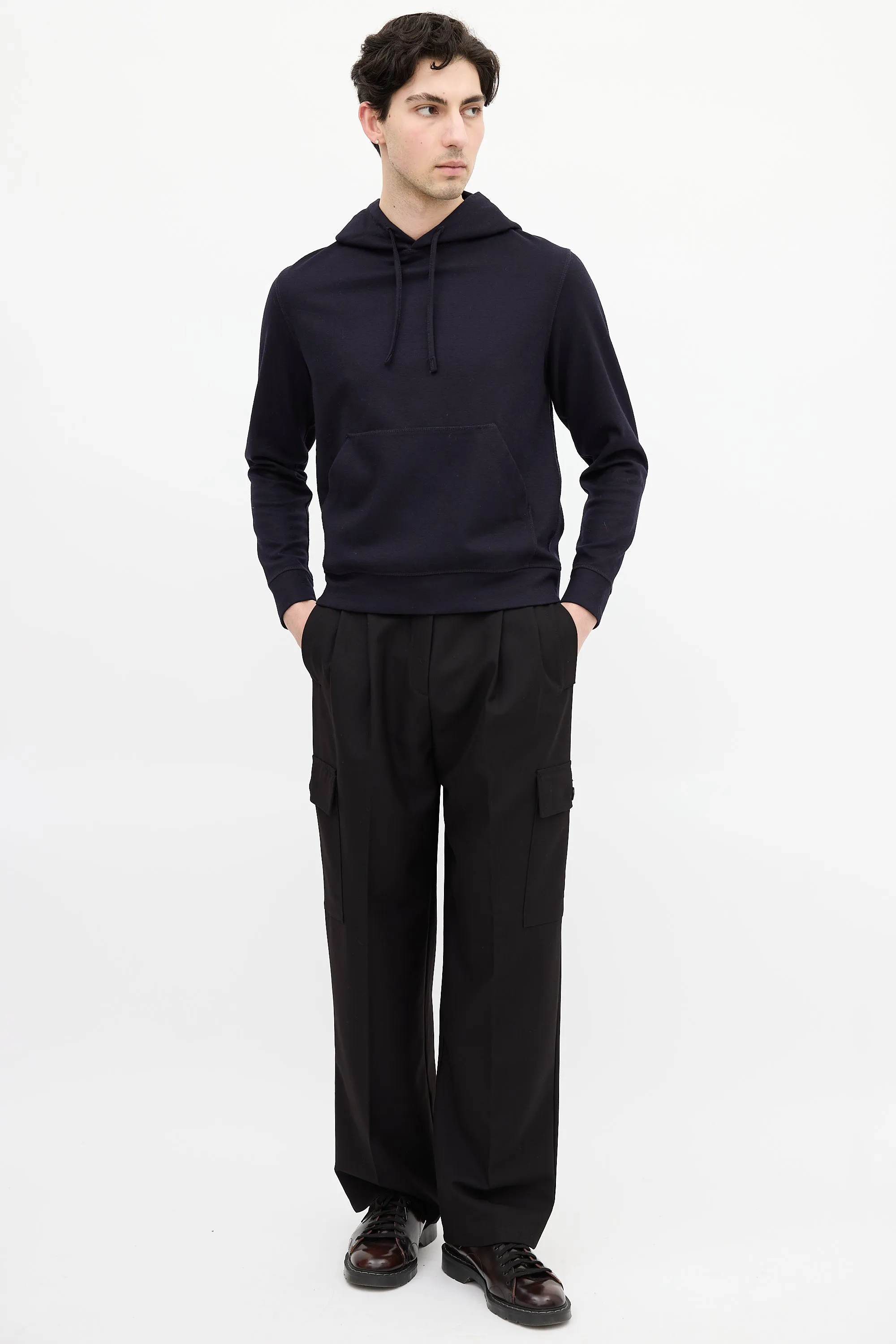 Navy Wool Hoodie