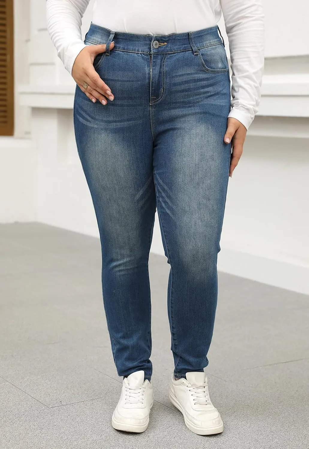 Nemidor Womens Plus Size Skinny Jeans High-Rise Premium Stretchy Denim Jeans