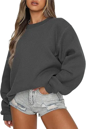Oversized Crewneck Sweatshirt Women Fall Fashion 2023 Long Sleeve Drop Shoulder Hoodie Sweatshirts Casual Pullover Tops